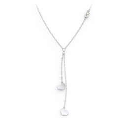 Lariat with Heart Charms and Gemstones in 925 Sterling Silver with Peridot