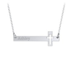 Engravable Cross Bar Pendant with Cross Cutout