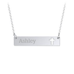 Engravable Bar Pendant with Cross Cutout