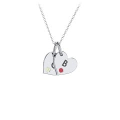 Engravable 2 Sideways Hearts Necklace with Birthstone