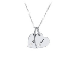 Engravable 2 Sideways Hearts Necklace with Birthstone