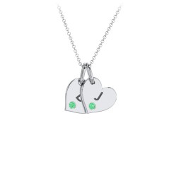 Engravable 2 Sideways Hearts Necklace with Birthstone