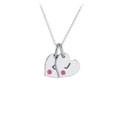Engravable 2 Sideways Hearts Necklace with Birthstone