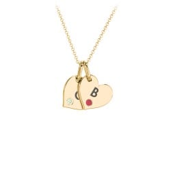 Engravable 2 Sideways Hearts Necklace with Birthstone