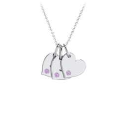 Engravable 3 Sideways Hearts Necklace with Birthstone