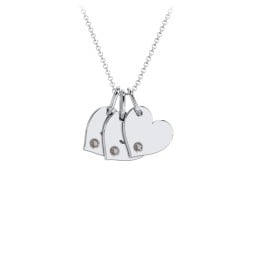 Engravable 3 Sideways Hearts Necklace with Birthstone