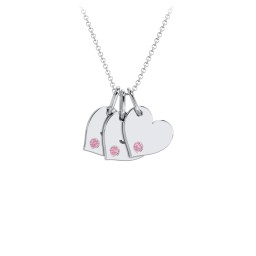 Engravable 3 Sideways Hearts Necklace with Birthstone