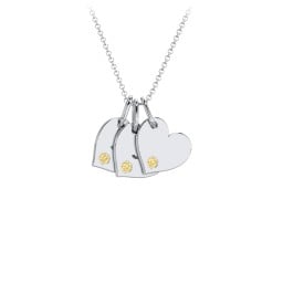 Engravable 3 Sideways Hearts Necklace with Birthstone
