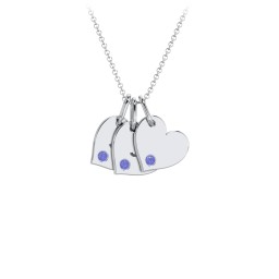 Engravable 3 Sideways Hearts Necklace with Birthstone