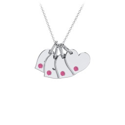 Engravable 4 Sideways Hearts Necklace with Birthstone