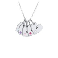 Engravable 5 Sideways Hearts Necklace with Birthstone