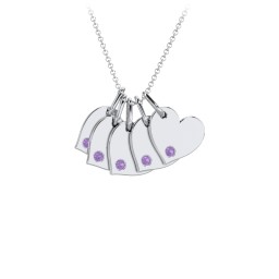 Engravable 5 Sideways Hearts Necklace with Birthstone