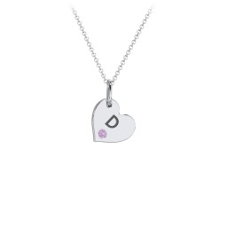 Engravable Sideways Heart Necklace with Birthstone