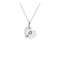 Engravable Sideways Heart Necklace with Birthstone