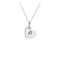 Engravable Sideways Heart Necklace with Birthstone