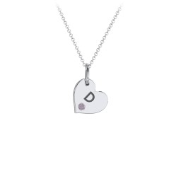 Engravable Sideways Heart Necklace with Birthstone