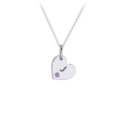 Engravable Sideways Heart Necklace with Birthstone