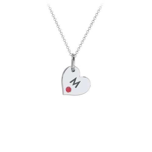 Engravable Sideways Heart Necklace with Birthstone