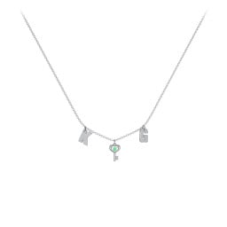 Initials Necklace with Gemstone Key Charm