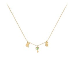 Initials Necklace with Gemstone Key Charm
