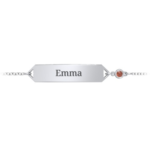 Kids and Baby Engravable Bracelet with Birthstone – Sterling Silver with Garnet