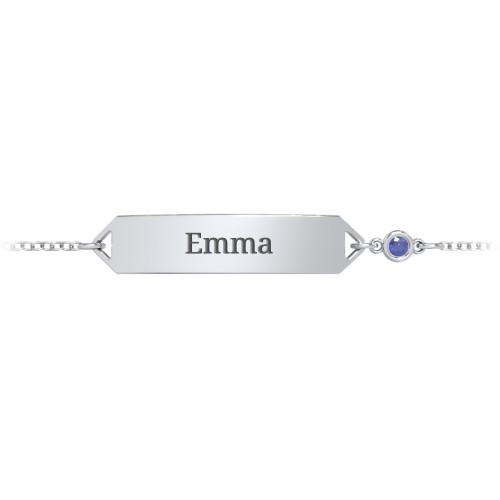 Kids and Baby Engravable Bracelet with Birthstone – Sterling Silver with Blue Sapphire
