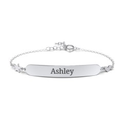 Engravable Bracelet with Heart and Star Charms – Sterling Silver