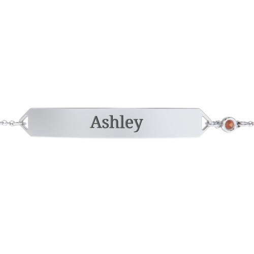 Engravable Classic Bracelet with Birthstone – Sterling Silver with Garnet