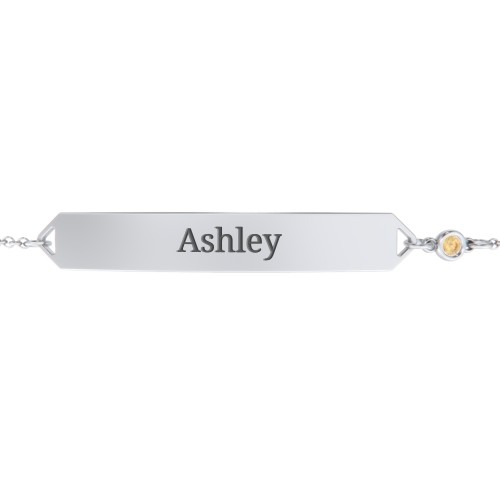 Engravable Classic Bracelet with Birthstone – Sterling Silver with Citrine