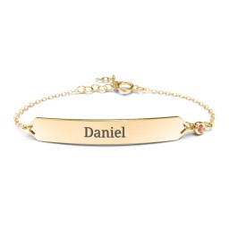 Engravable Classic Bracelet with Birthstone in 10K Solid Yellow Gold with Garnet