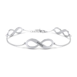 Engravable 3 Infinity Bracelet in 925 Sterling Silver
