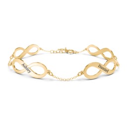 Engravable 4 Infinity Bracelet in 18K Gold Plated Silver