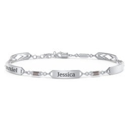 Engravable Family Bracelet with Baguette Birthstones (1-5 Stones)
