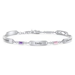 Engravable Family Bracelet with Baguette Birthstones (1-5 Stones)