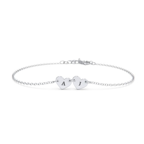 Engravable 2 Hearts Bracelet – Sterling Silver