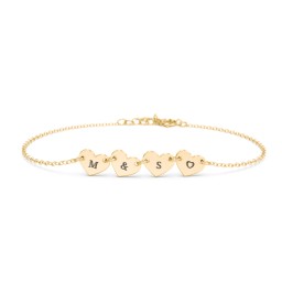 Engravable 4 Hearts Bracelet in 18K Gold Plated Silver
