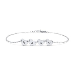 Engravable 4 Hearts Bracelet in 925 Sterling Silver