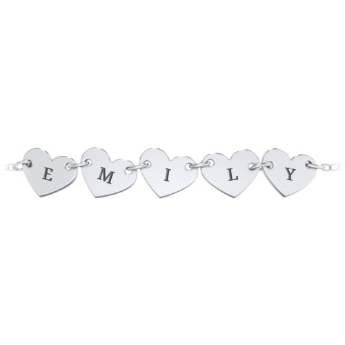 Engravable 5 Hearts Bracelet – Sterling Silver