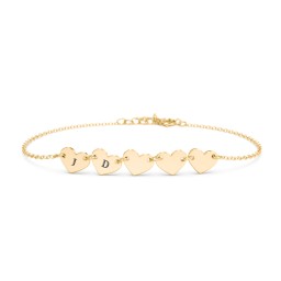 Engravable 5 Hearts Bracelet in 10K Solid Yellow Gold