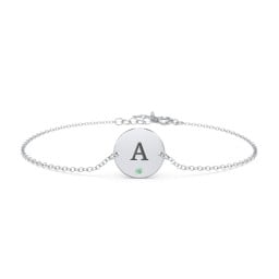 Engravable Disc Bracelet with Accent Stone