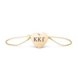 Engravable Heart Sorority Bracelet in 18K Gold Plated Silver