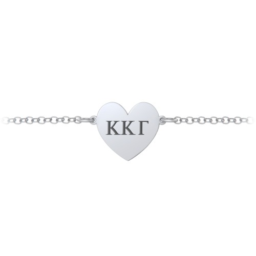 Engravable Heart Sorority Bracelet – Sterling Silver