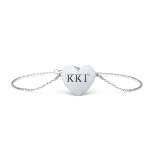Engravable Heart Sorority Bracelet – Sterling Silver