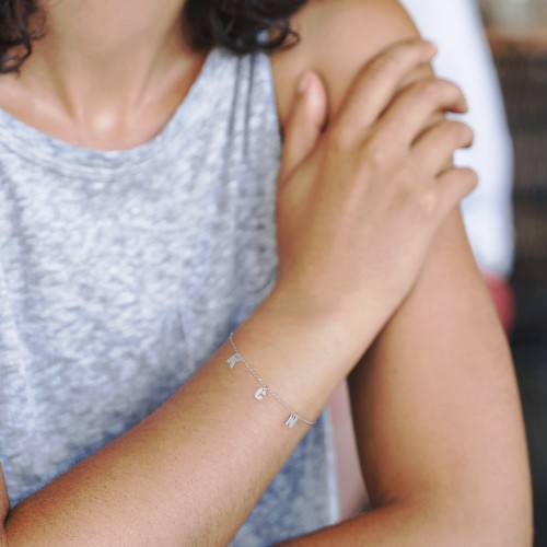 Initial Bracelet with 3 Letters - Modern – Sterling Silver