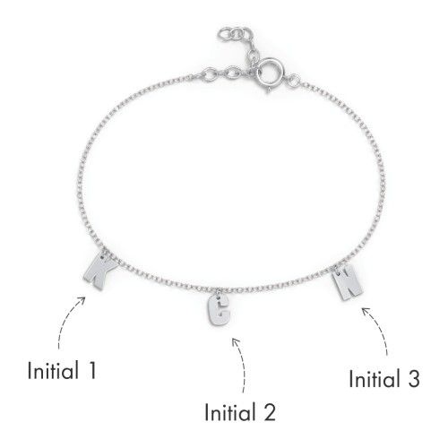 Initial Bracelet with 3 Letters - Modern – Sterling Silver