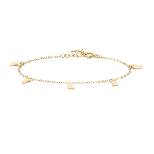 Initial Bracelet with 5 Letters - Modern – 18K Gold Plated Silver