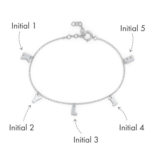 Initial Bracelet with 5 Letters - Modern – Sterling Silver
