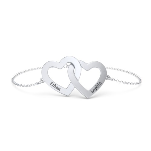 Engravable Interlocking Hearts Bracelet – Sterling Silver