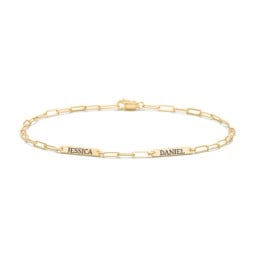 Mini Paper Clip Chain Bracelet with 1 - 4 Engravable Bars