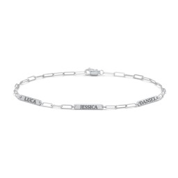 Mini Paper Clip Chain Bracelet with 1 - 4 Engravable Bars in 925 Sterling Silver